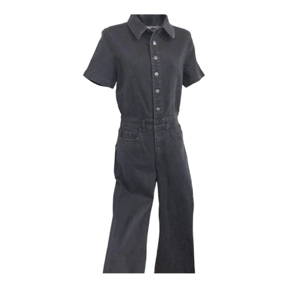 Jessica Simpson black denim button front short sleeve jeans jumpsuit size 5 new - Picture 9 of 17